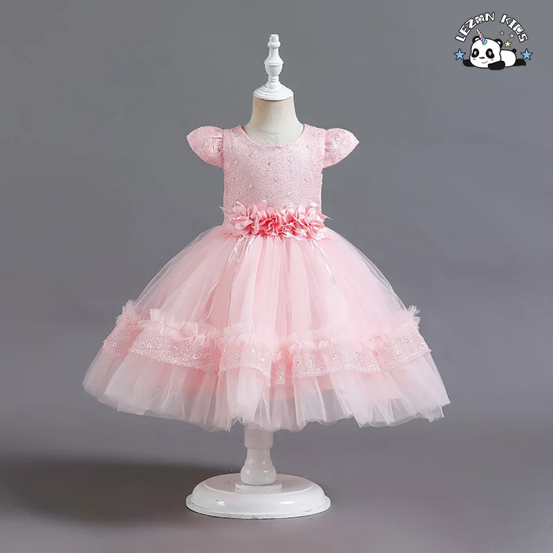 LEZONKIDS - 2022 New Girl's Dress Mesh Flower Dress Foreign Trade Children's Dress Spot Wholesale